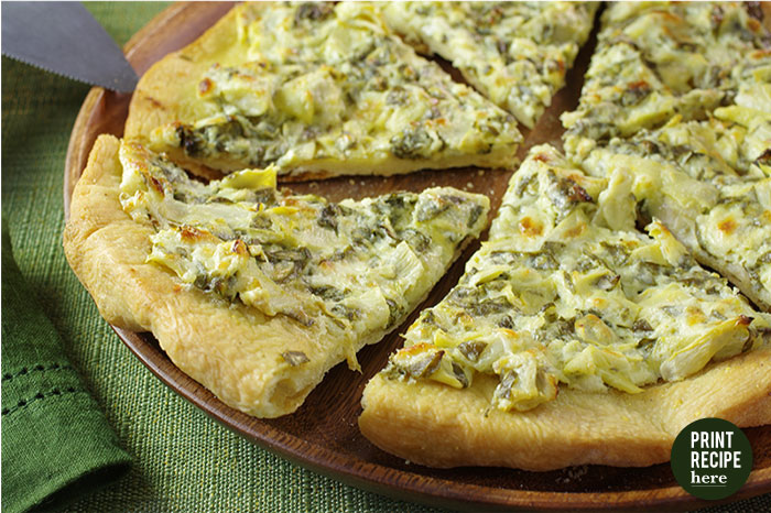 Spinach Artichoke Pizza with Wood Smoke